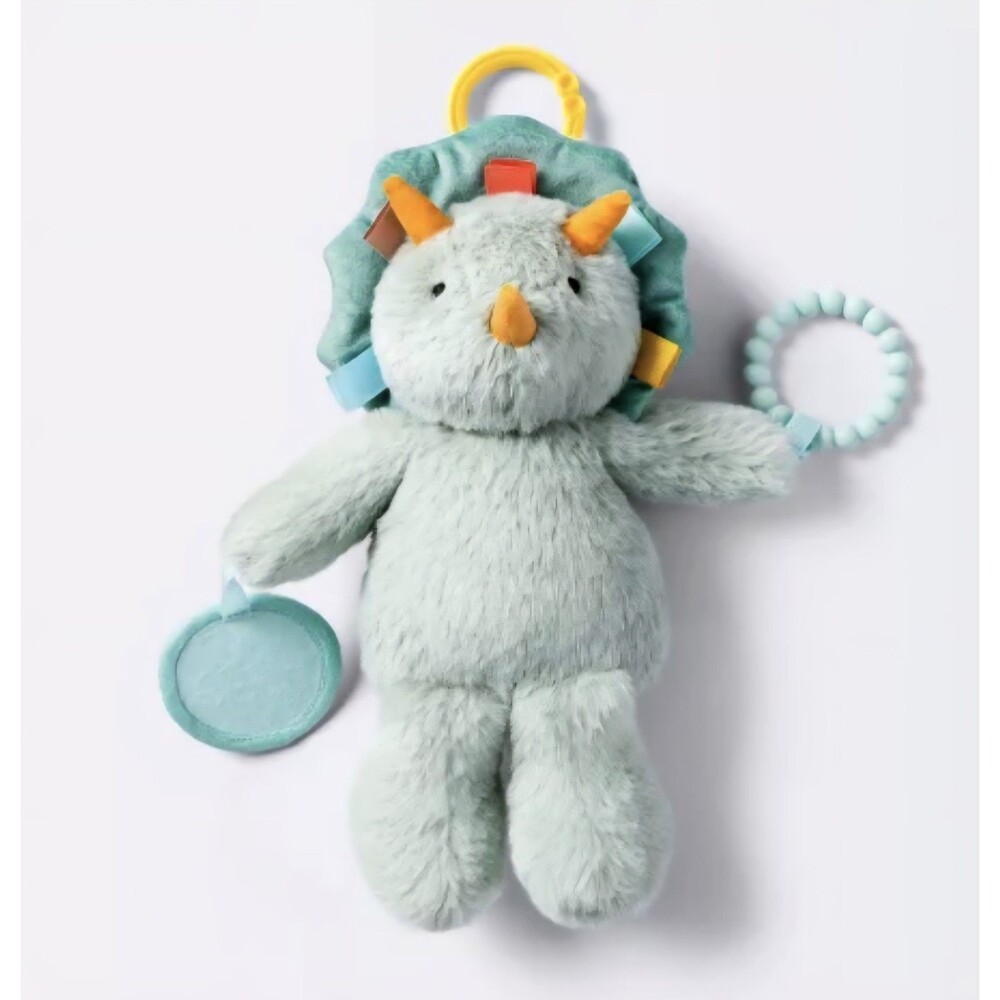 Cloud Island Green Dinosaur Interactive Plush Baby Toy Rattle Teether Mirror NWT - Picture 6 of 6